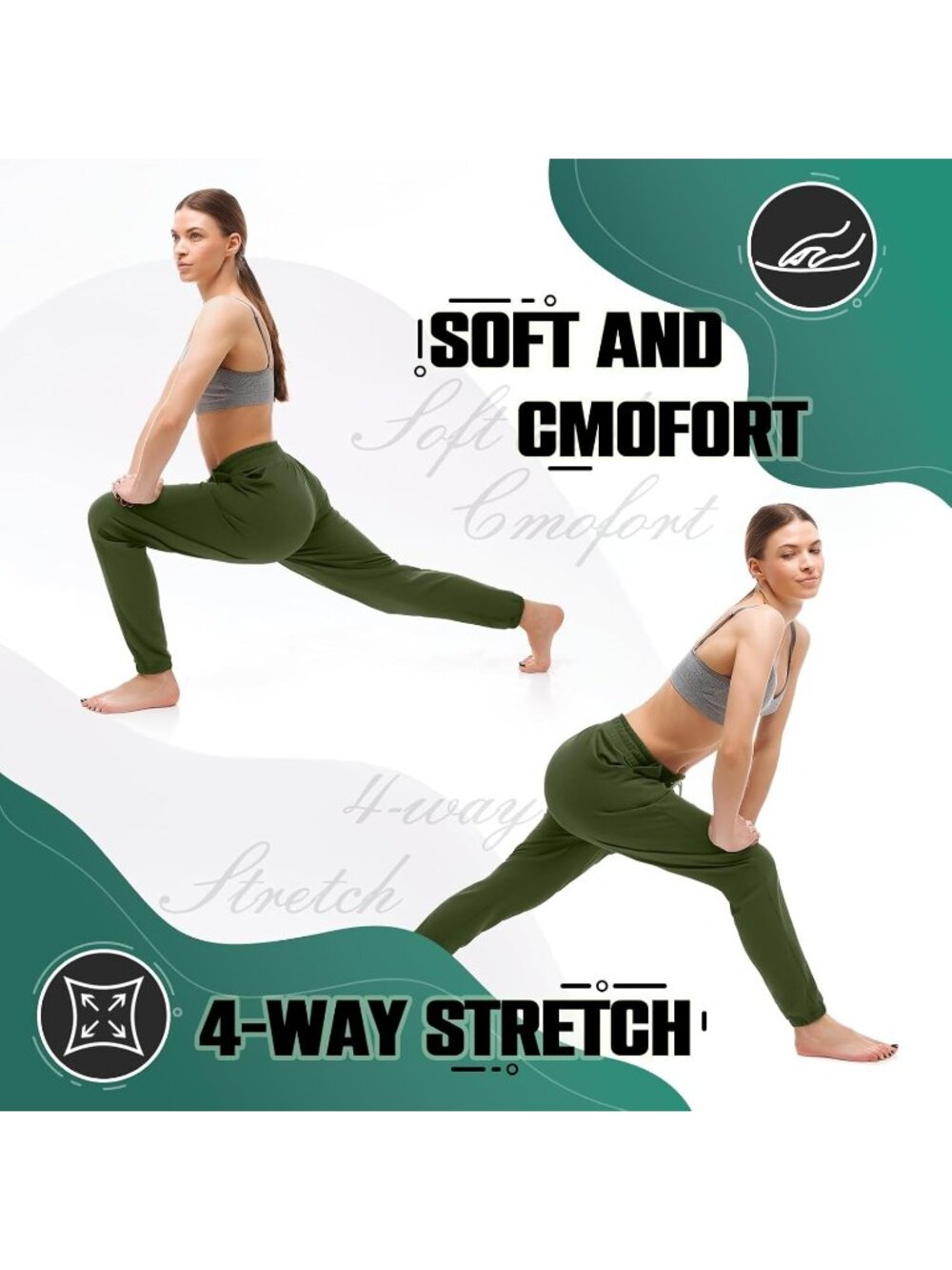 Women's Green Imported Breathable Adjustable Drawstring Sweatpants - Picture 4 of 7